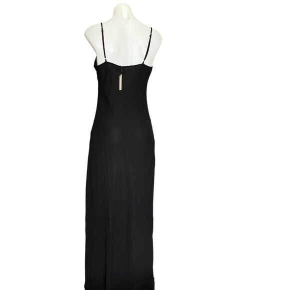 Rumored size M & L Vintage Slip Maxi Dress Black Medium / Large Retro Crepe Glam - Picture 5 of 16